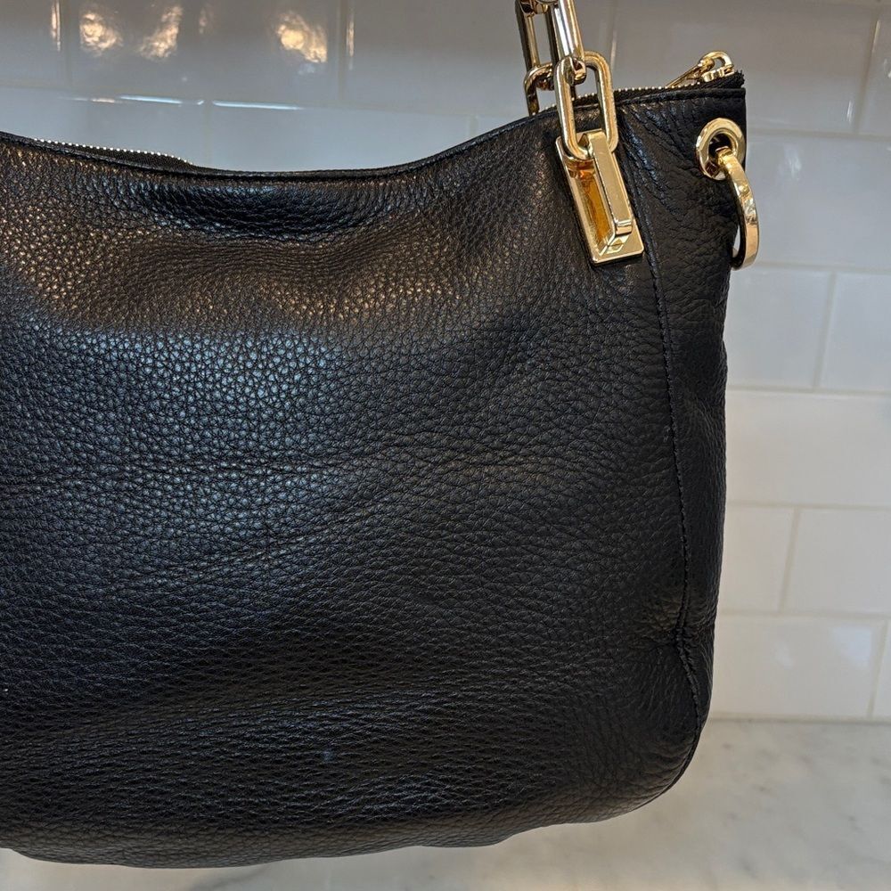 Michael Kors Black Pebbled Leather Shoulder Bag with Gold Hardware - Picture 5 of 16